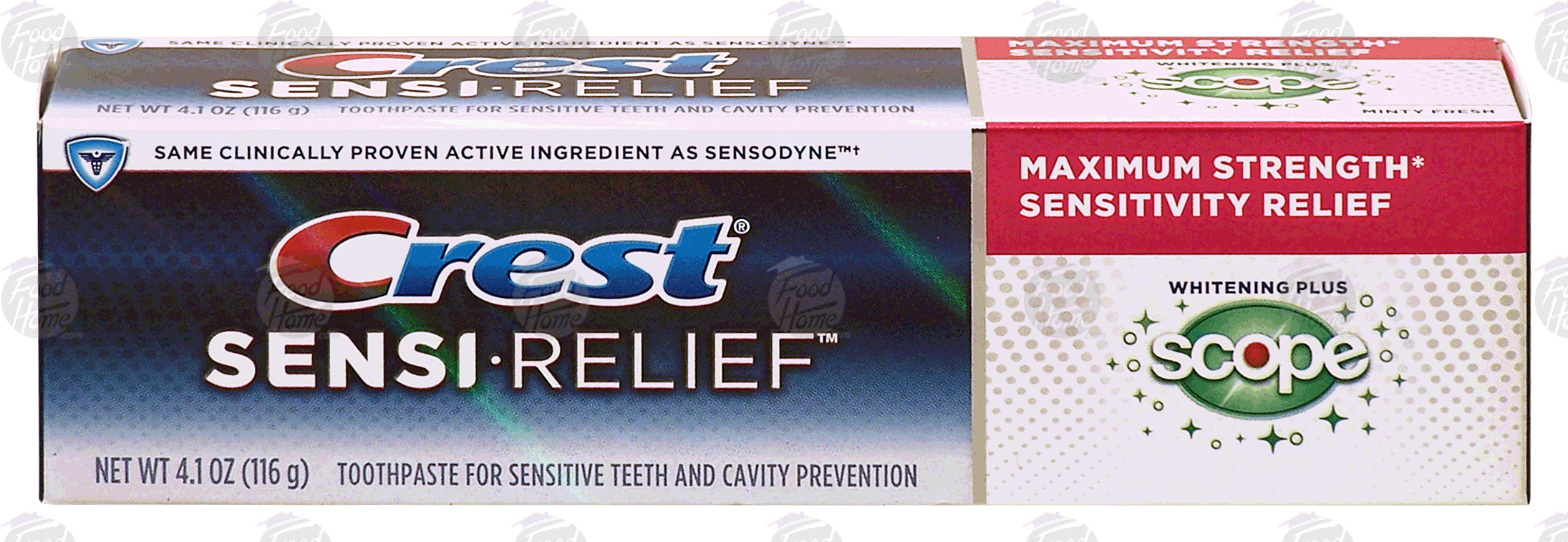 Crest Sensi-Relief toothpaste for sensitive teeth and cavity prevention, whitening plus scope, minty fresh Full-Size Picture